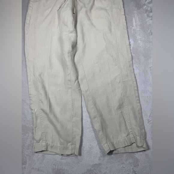 J.Jill Love Linen 100% Linen Cream Drawstring Wide Leg Casual Pants Size Medium - Picture 5 of 16